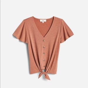 PINQUE Levona Button down front tie knit top Size Large